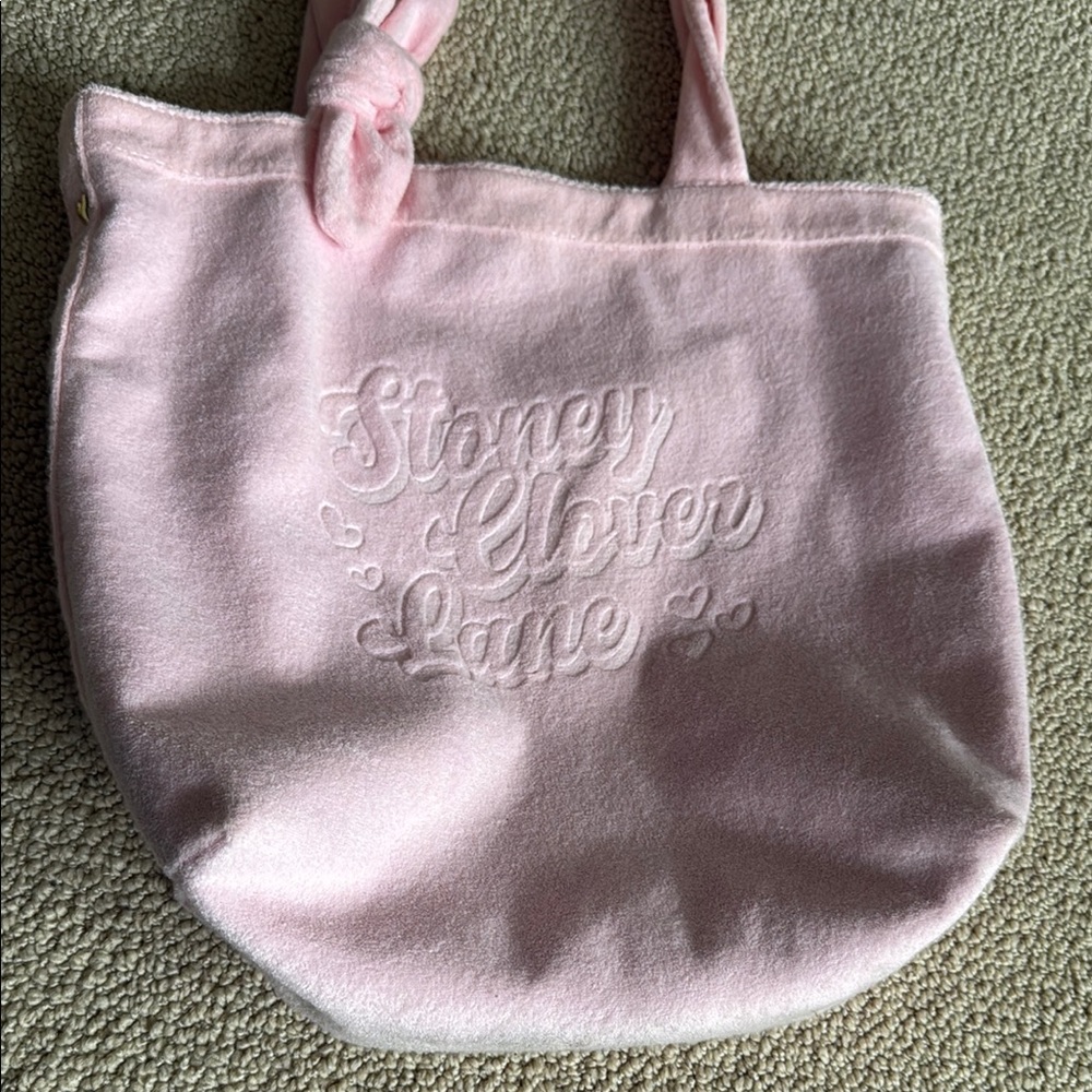 Stoney Clover Lane Pink Canvas Tote with Embroidered Text